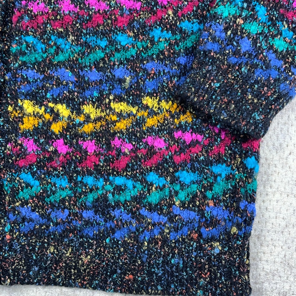 Vintage Koret Cardigan Sweater Women XL Multi Pink Blue 90s Grandpa Boho Knit - Picture 4 of 10